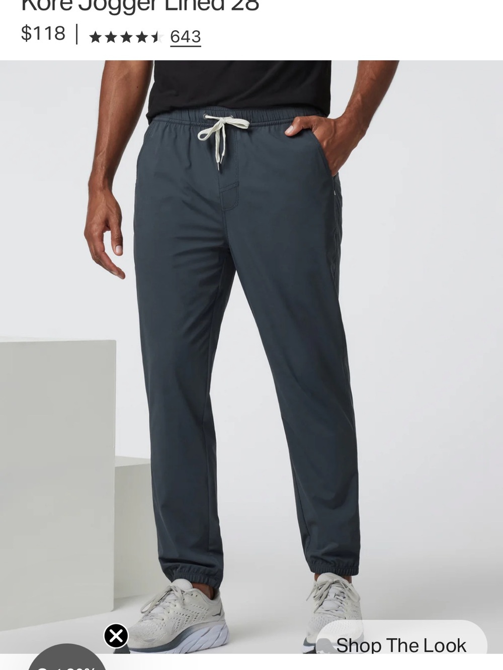 Vuori Kore Gray Men's Lightweight Drawstring Joggers with boxer brief liner